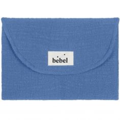 Mini tapis à langer effet lin bleu capri - BEBEL