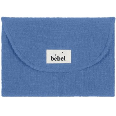 Mini tapis à langer effet lin bleu capri  par BEBEL