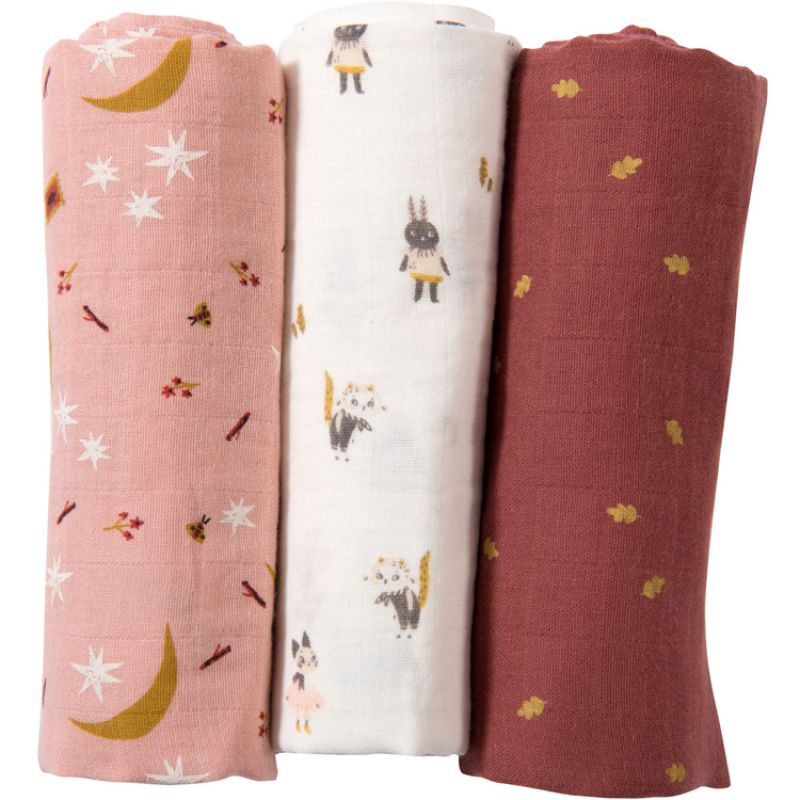 Lot de 3 langes Après la pluie (personnalisable) Moulin Roty