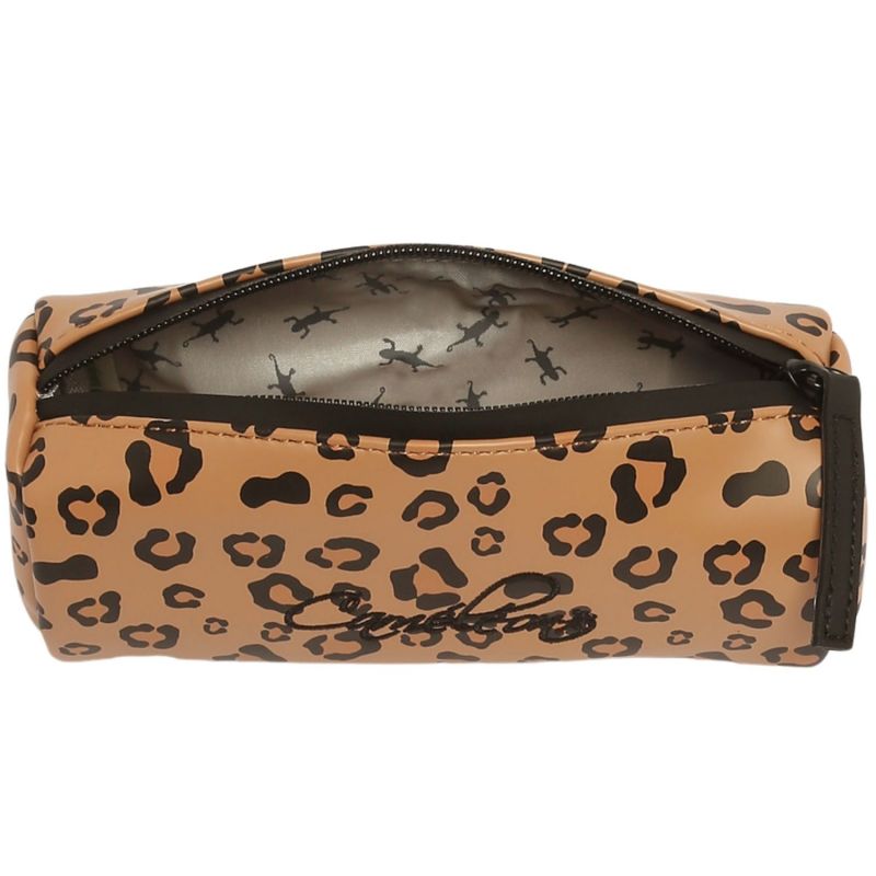 Trousse scolaire ronde Tan Leopard Caméléon Produit ouvert 3