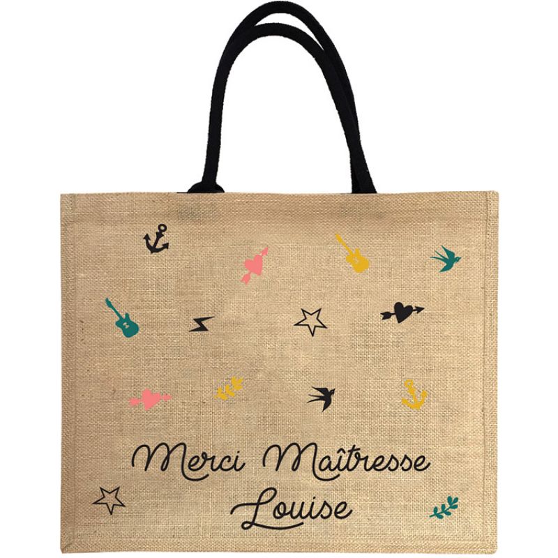 Sac cabas Maîtresse en jute Capsule (personnalisable) Les Griottes