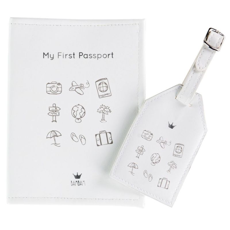 Pack Voyage Protège passeport et étiquette pour bagage BAMBAM