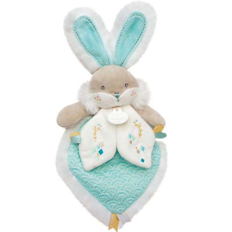 Coffret doudou plat vert amande Lapin de sucre Doudou et Compagnie