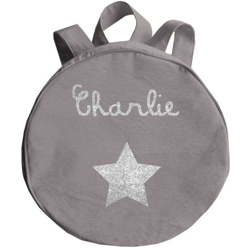 Sac à dos enfant gris ciment (personnalisable) Les Griottes
