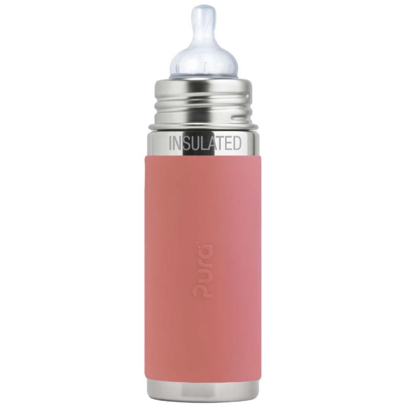 Biberon isotherme évolutif en inox Rose (260 ml) Pura