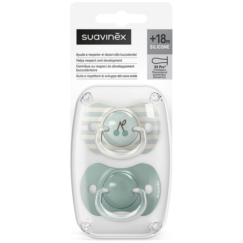 Lot de 2 sucettes symétriques SXPro Birdies Vert (18 mois et +) Suavinex Packaging 9
