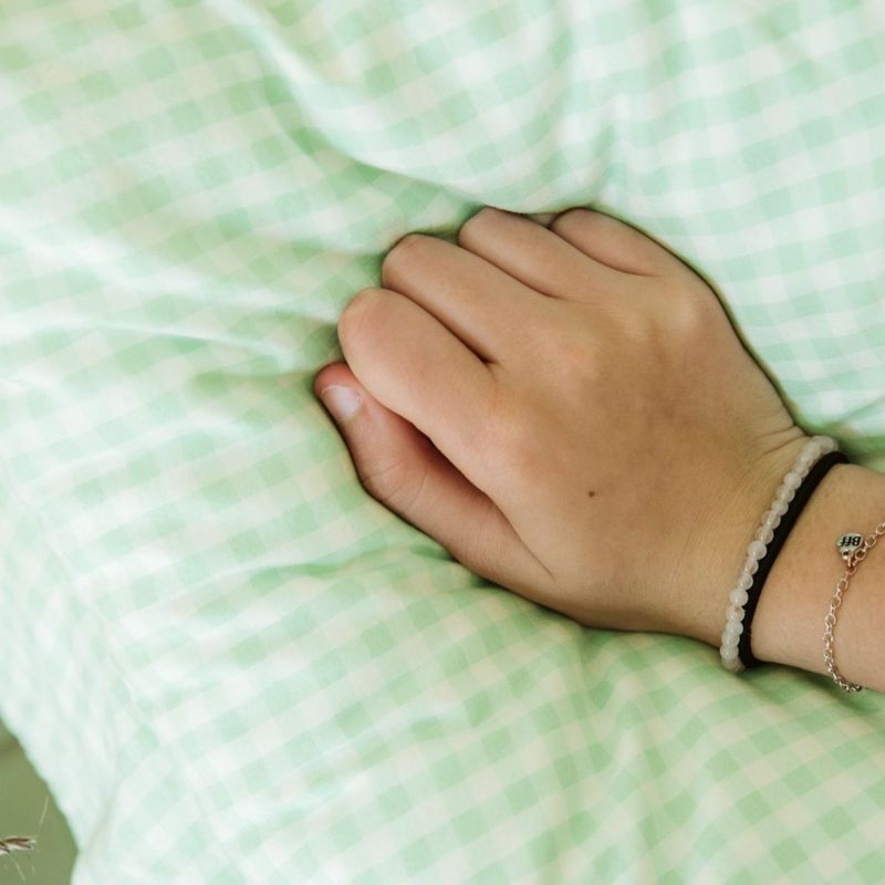 Housse de couette percale de coton Vichy Vert Aqua (75 x 120 cm) Kadolis Ambiance 3