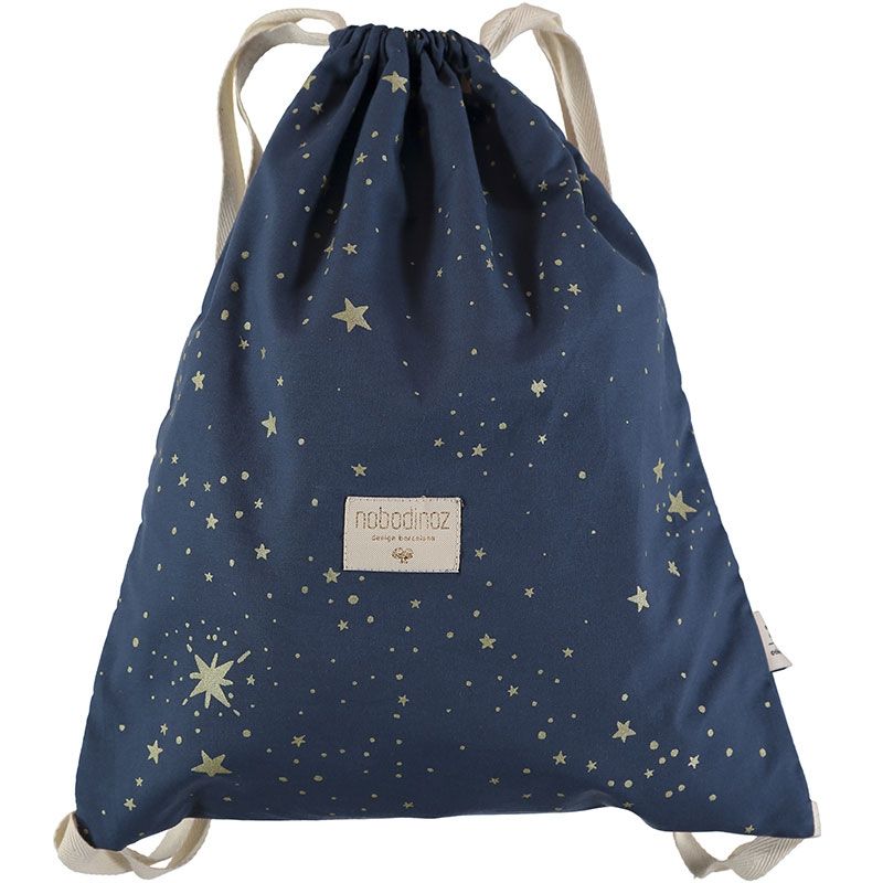 Sac à ficelles Koala coton bio Gold stella Night blue Nobodinoz