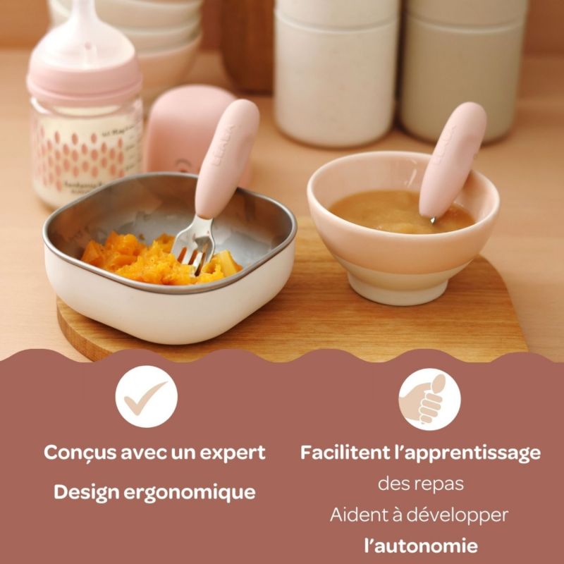 Lot de 2 précouverts inox Barbe à papa Béaba Ambiance 9