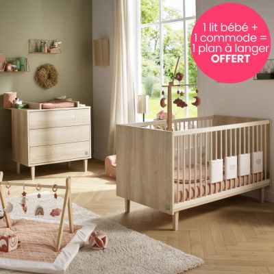 Pack lit évolutif, commode et plan à langer offert Paloma (70 x 140 cm) Sauthon mobilier