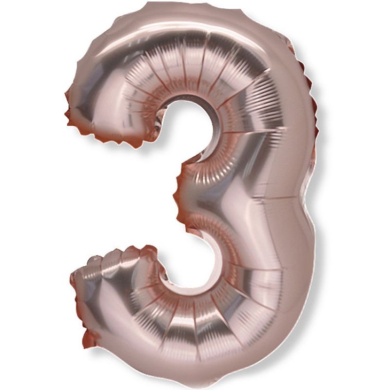 Petit ballon en mylar chiffre 3 rose gold (36 cm) Arty Fêtes Factory