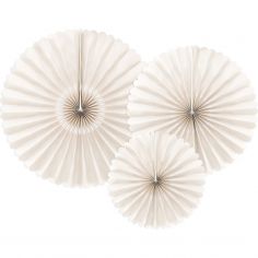 Lot de 3 rosettes décoratives beige - Party Deco