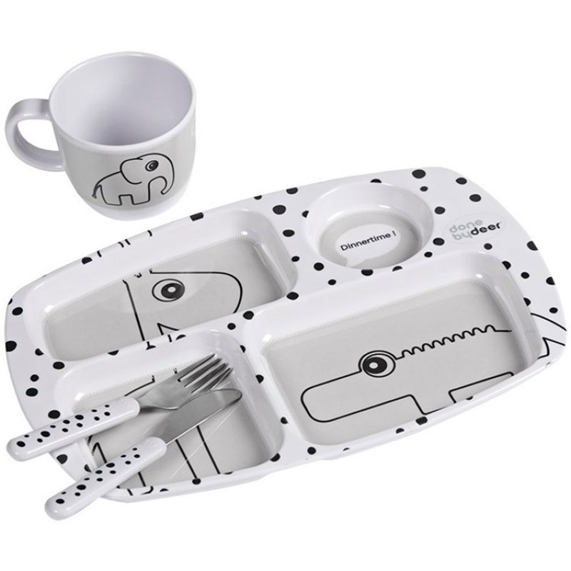 Coffret premier repas Happy Dots gris Done by Deer