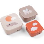 Lot de 3 boîtes à goûter Happy clouds rose