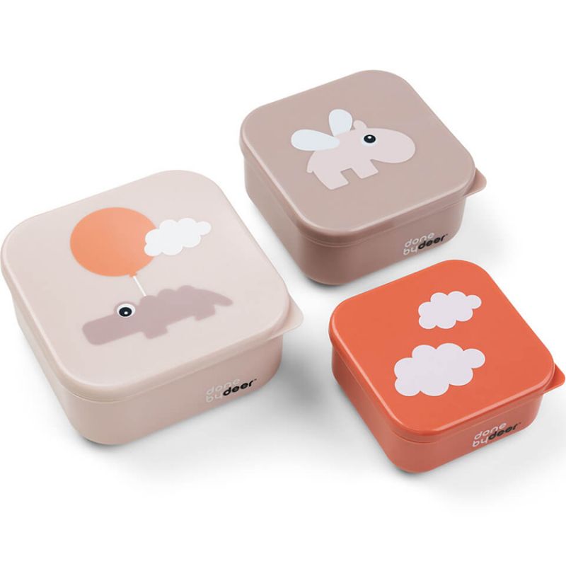 Lot de 3 boîtes à goûter Happy clouds rose Done by Deer Produit 1 grande taille