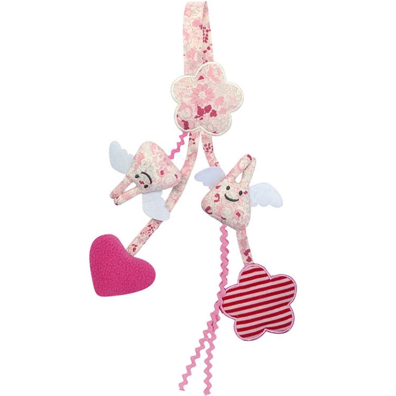 Jouet à suspendre Ange lapin Fleurs roses (20 cm) Trousselier