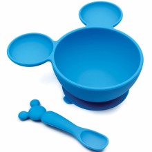 Coffret repas en silicone Mickey bleu (2 pièces)  par Bumkins