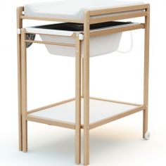 Table à Langer avec baignoire en bois de hêtre verni Essentiel