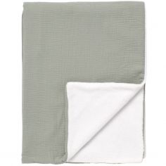 Couverture polaire et gaze de coton Sauge (75 x 100 cm) - Sauthon