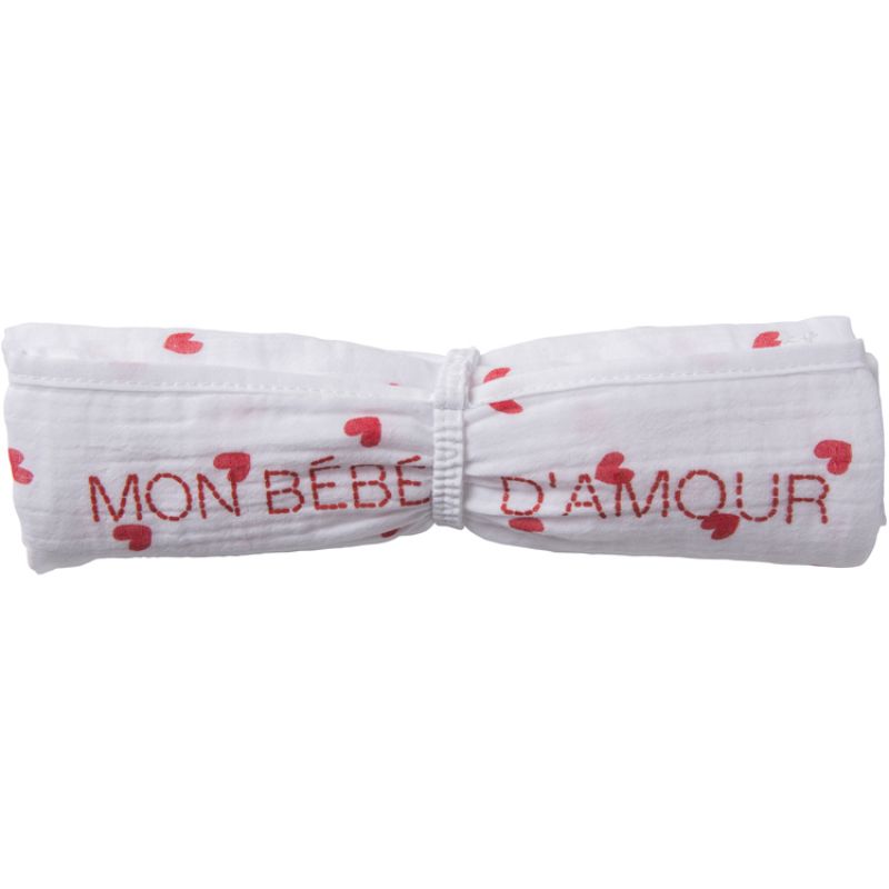 Lange en double gaze de coton gaufré cœurs (70 x 70 cm) BB & Co