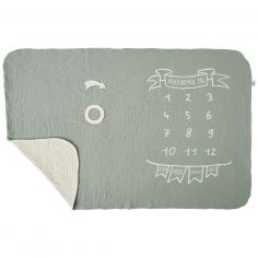 Couverture décor pour photos avec 2 accessoires rayé vert de gris - BB & Co