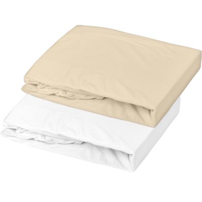 lot 2 draps housses jersey blanc et beige (60 x 120 cm)