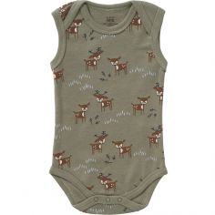 Body sans manches en coton bio Deer olive (3-6 mois : 60 à 67 cm) - Fresk