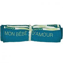 Lange en coton Mon bébé d'amour bleu paon Jungle baby (70 x 70 cm)  par BB & Co