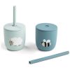 Gobelet à paille en silicone lot de 2 Tiny farm Bleu Done by Deer Produit 1