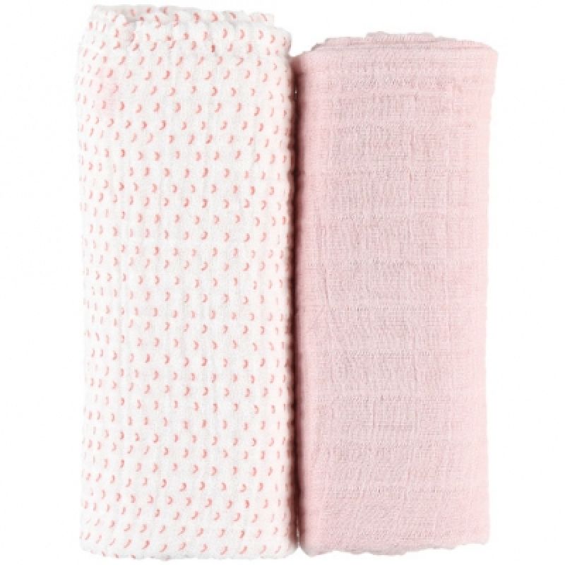 Lot de 2 maxi langes roses Mix & match (100 x 100 cm) Noukie's