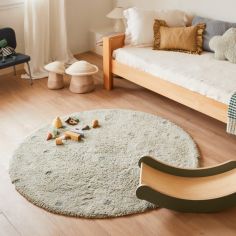 Tapis lavable Round Dot Blue Sage (140 cm)