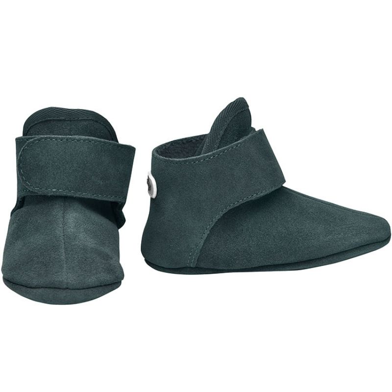 Chaussons en cuir vert canard (6-12 mois) Lodger