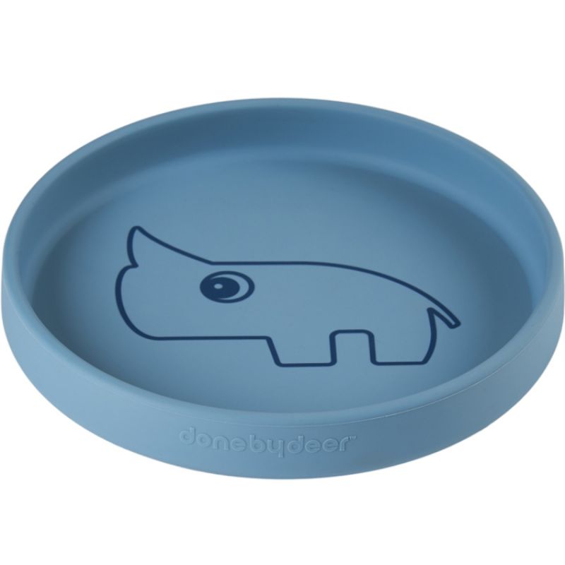 Assiette en silicone bleue Nozo le rhinocéros Done by Deer