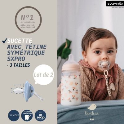 Lot de 2 sucettes symétriques SXPro Birdies Vert (6-18 mois)