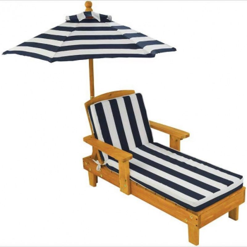 Chaise longue rayée avec parasol KidKraft