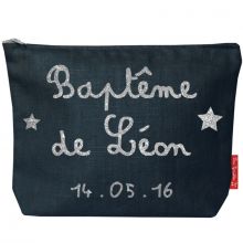 Pochette baptême ou communion bleu pétrole (personnalisable)  par Les Griottes