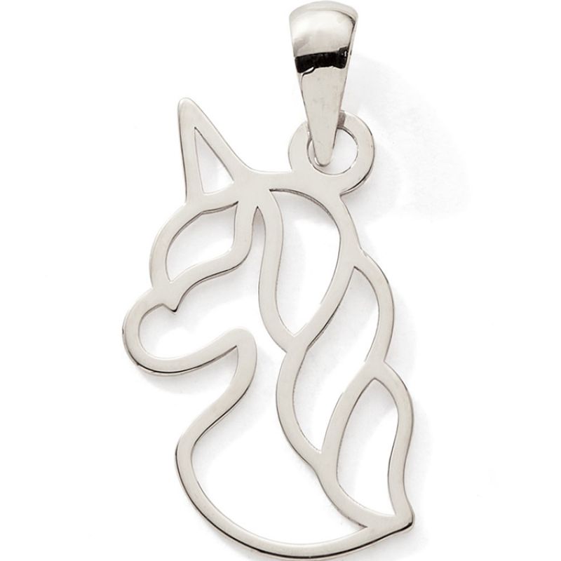 Pendentif Licorne ajouré (or blanc 375°) Baby bijoux