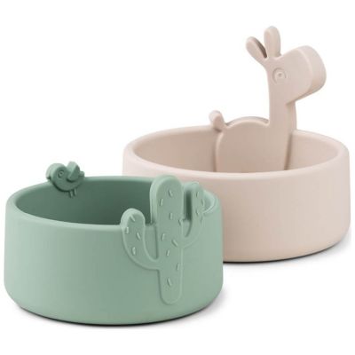 Lot de 2 bols en silicone Lalee sable et vert - Reconditionné