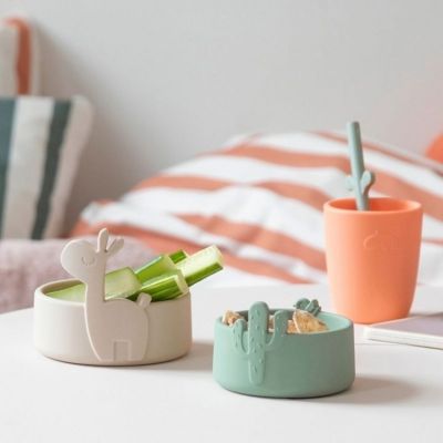 Lot de 2 bols en silicone Lalee sable et vert - Reconditionné