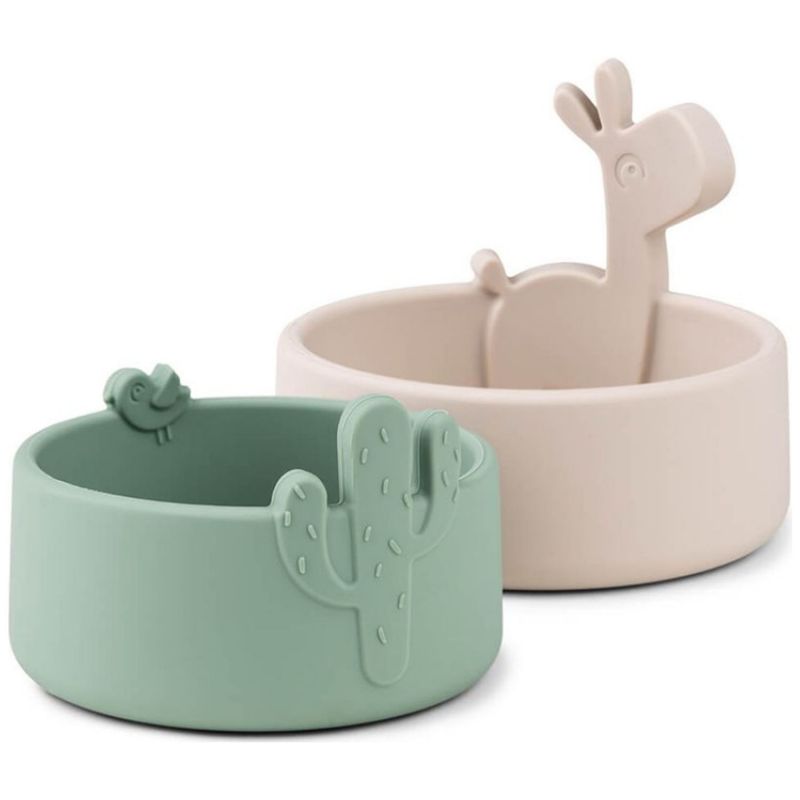 Lot de 2 bols en silicone Lalee sable et vert - Reconditionné Done by Deer Produit 1