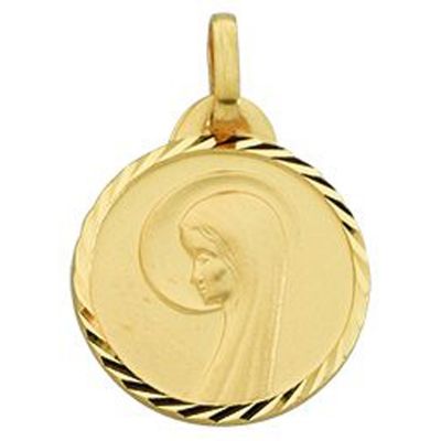 Médaille ronde de la Vierge (or jaune 375°) Berceau magique bijoux