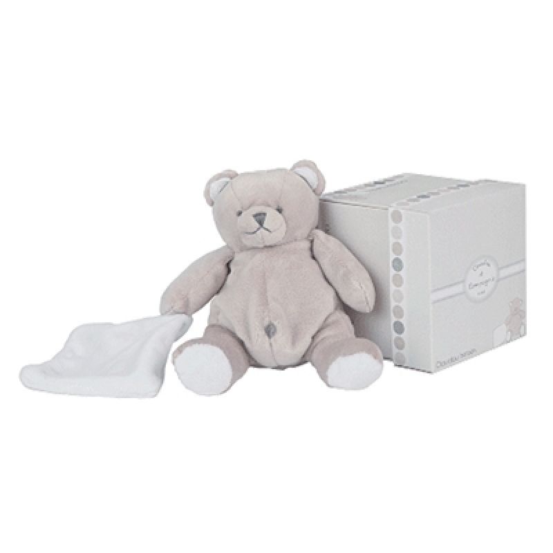 Peluche ours mouchoir blanc (20 cm) Doudou et Compagnie
