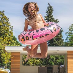 Bouée Léopard rose et doré (55 cm)