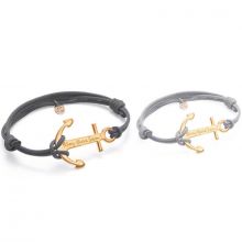 Duo bracelets sur cordon Ancre Papa & moi personnalisable (plaqué or 18 carats)  par Merci Maman