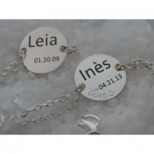 Bracelet Love empreinte gourmette double chaîne 14 cm (argent 925°)  par Les Empreintes