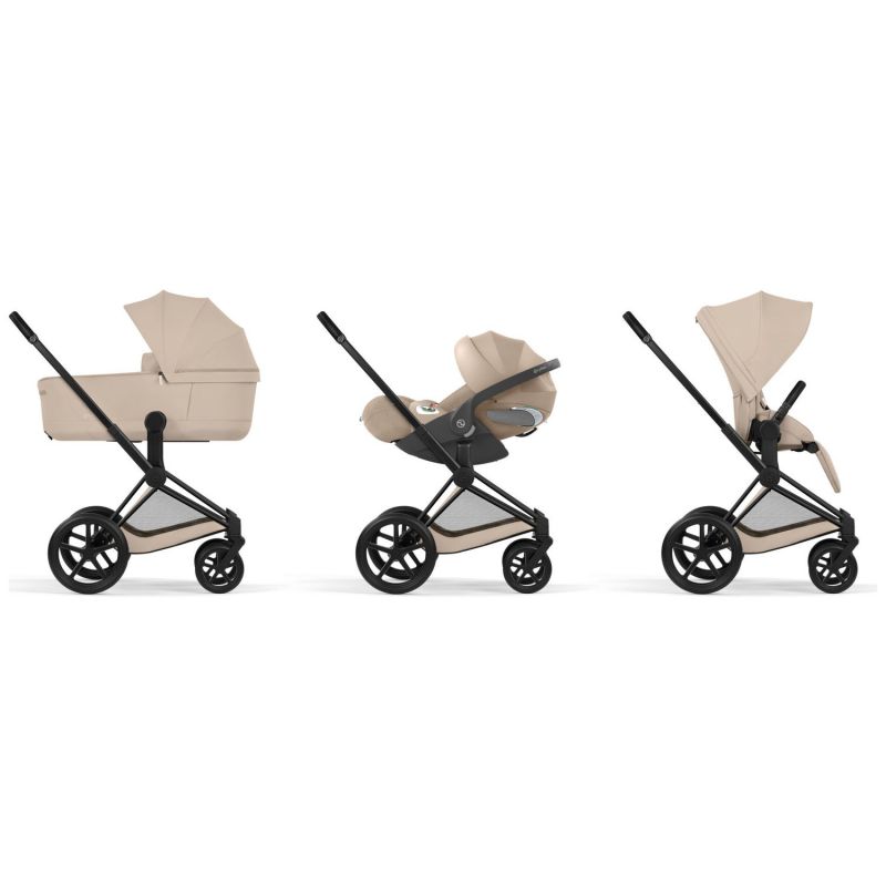 Duo PRIAM 2026 Poussette tout-terrain avec nacelle pliable et Châssis Matt Black Cozy Beige Cybex Produit 3