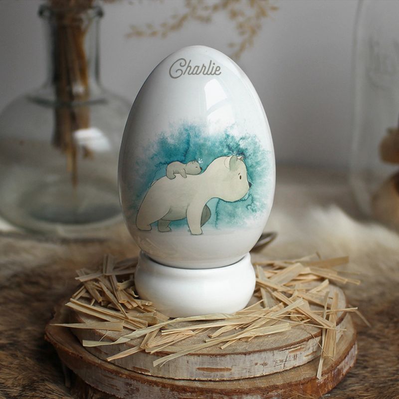 Oeuf en porcelaine parent Ours (personnalisable) Gaëlle Duval