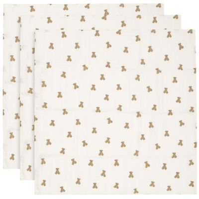 Lot de 3 langes en gaze de coton Mini Teddy Bear (70 x 70 cm)