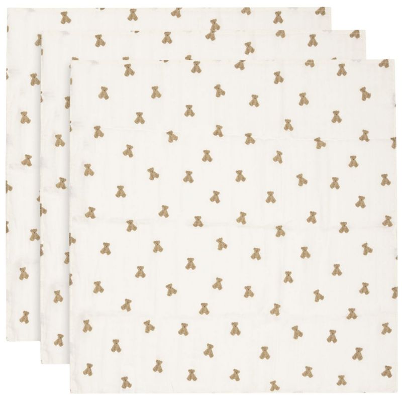 Lot de 3 langes en gaze de coton Mini Teddy Bear (70 x 70 cm) Jollein Produit 1