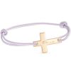 Bracelet cordon Croix plate personnalisable (plaqué or)  par Merci Maman